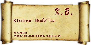 Kleiner Beáta névjegykártya