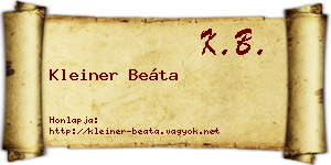 Kleiner Beáta névjegykártya